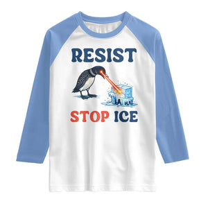 Stop ICE Raglan Shirt Minnesota Resist Anti ICE Immigration Protest TS14 White Carolina Blue Print Your Wear