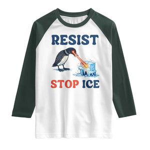 Stop ICE Raglan Shirt Minnesota Resist Anti ICE Immigration Protest TS14 White Dark Forest Green Print Your Wear