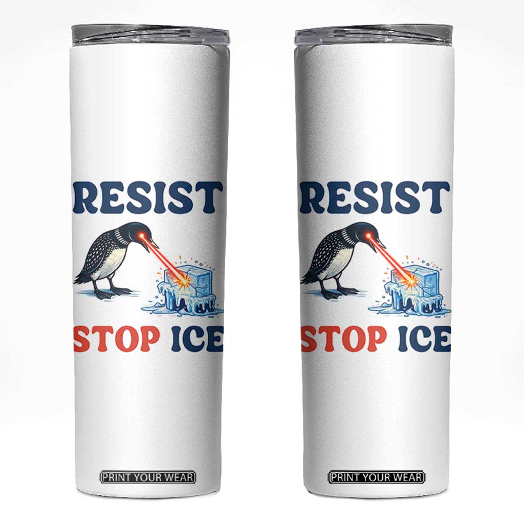 Stop ICE Skinny Tumbler Minnesota Resist Anti ICE Immigration Protest TS14 White Print Your Wear