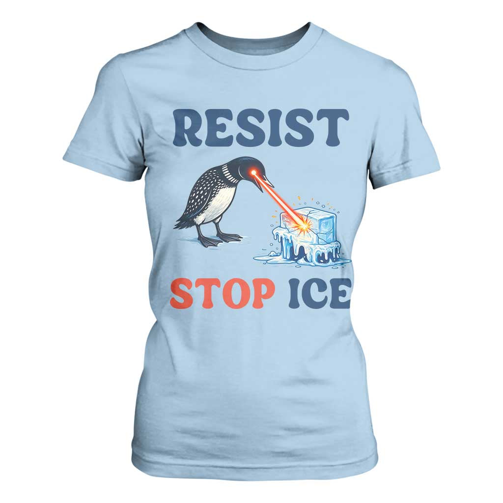 Stop ICE T Shirt For Women Minnesota Resist Anti ICE Immigration Protest TS14 Light Blue Print Your Wear