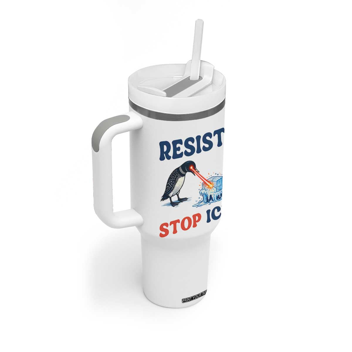 Stop ICE Tumbler With Handle Minnesota Resist Anti ICE Immigration Protest TS14 Print Your Wear