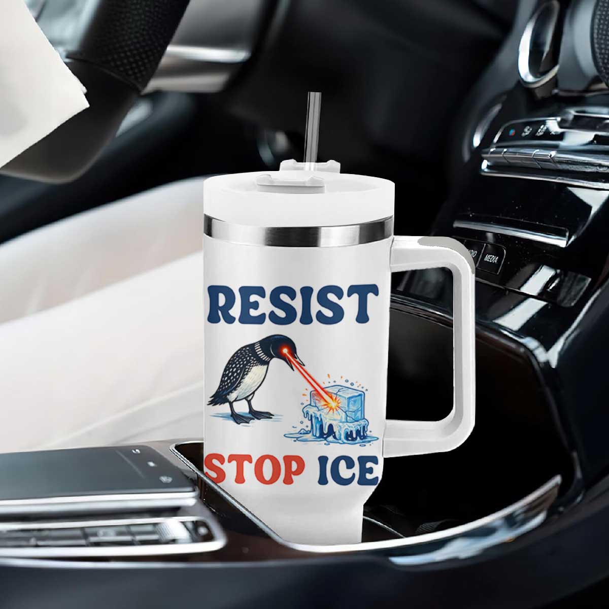 Stop ICE Tumbler With Handle Minnesota Resist Anti ICE Immigration Protest TS14 Print Your Wear