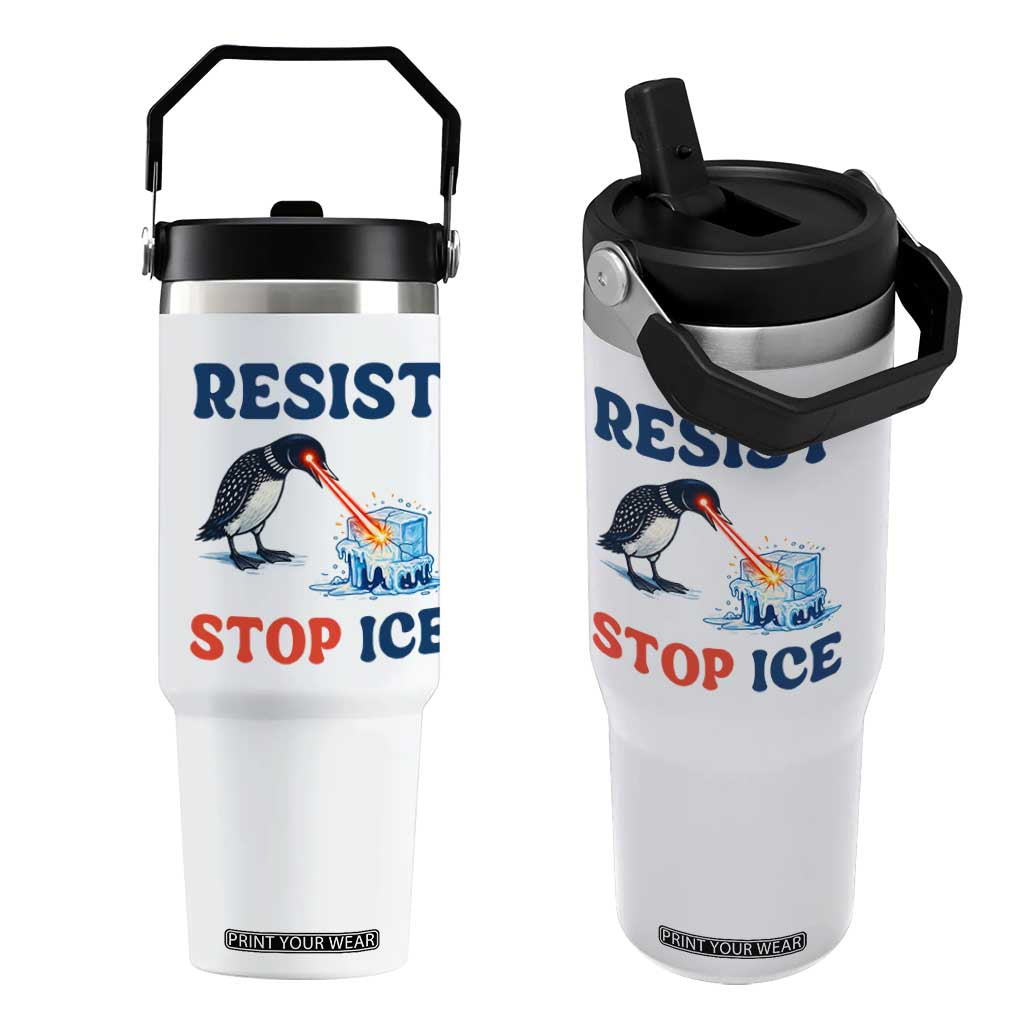 Stop ICE Flip Straw Tumbler Minnesota Resist Anti ICE Immigration Protest TS14 One Size: 30 oz White Print Your Wear