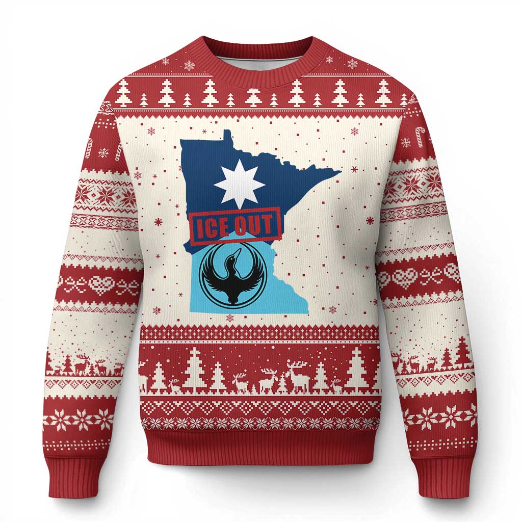 Minnesota Resist Anti ICE Immigration Protest Ugly Christmas Sweater Ice Out TS14 Beige Red Print Your Wear