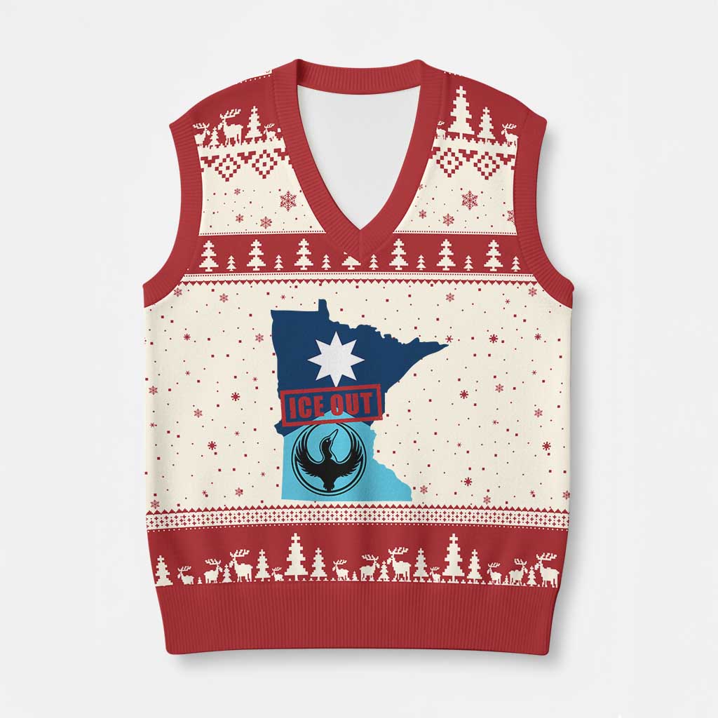 Minnesota Resist Anti ICE Immigration Protest V-Neck Knit Sweater Vest Ice Out TS14 Beige Red Print Your Wear