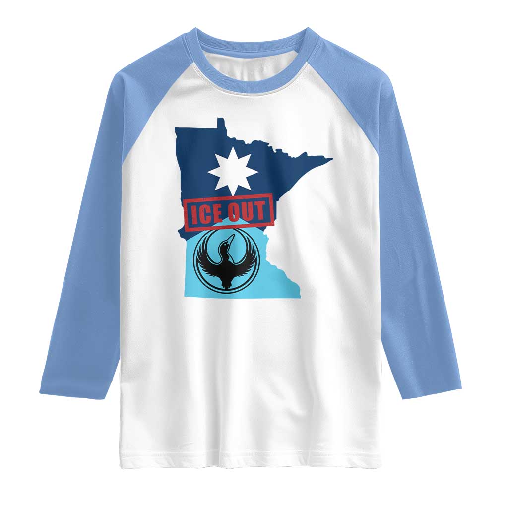 Minnesota Resist Anti ICE Immigration Protest Raglan Shirt Ice Out TS14 White Carolina Blue Print Your Wear