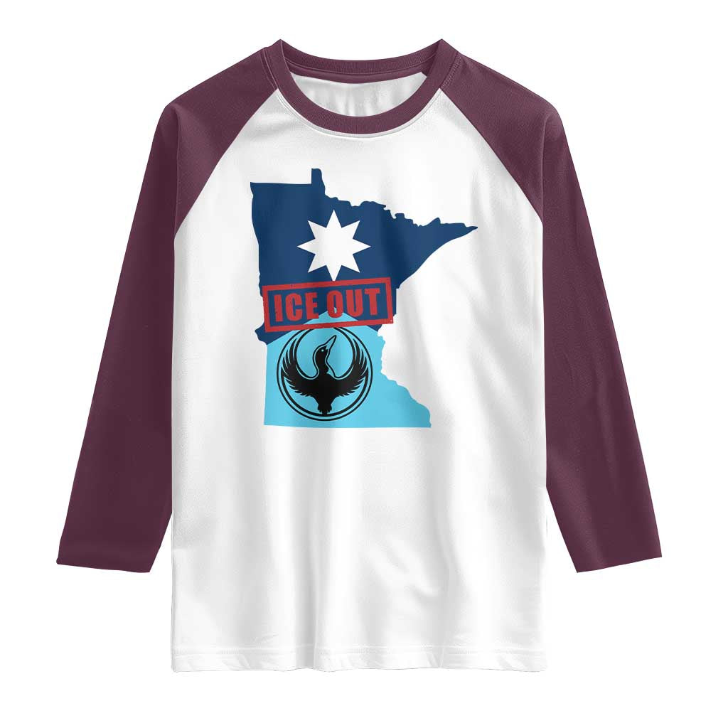 Minnesota Resist Anti ICE Immigration Protest Raglan Shirt Ice Out TS14 White Maroon Print Your Wear