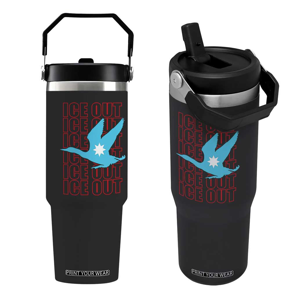 Minnesota Anti ICE Immigration Protest Flip Straw Tumbler Ice Out TS14 One Size: 30 oz Black Print Your Wear
