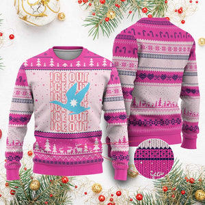 Minnesota Anti ICE Immigration Protest Ugly Christmas Sweater Ice Out TS14 Hot Pink Print Your Wear