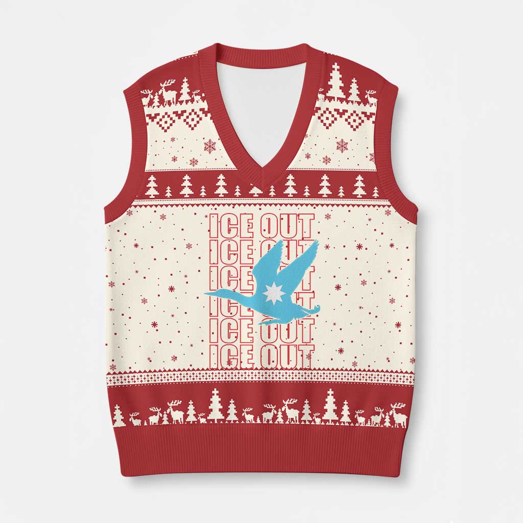 Minnesota Anti ICE Immigration Protest V-Neck Knit Sweater Vest Ice Out TS14 Beige Red Print Your Wear