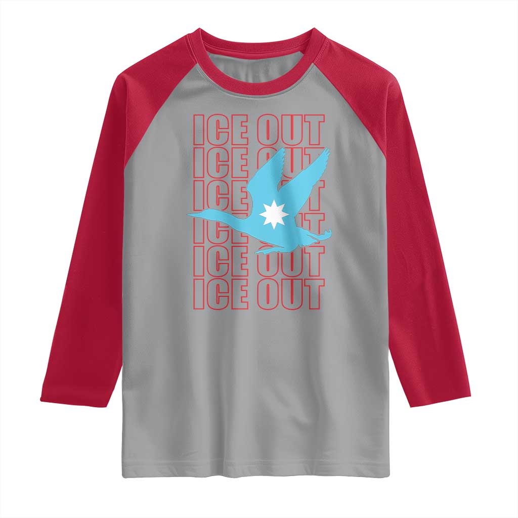 Minnesota Anti ICE Immigration Protest Raglan Shirt Ice Out TS14 Sport Gray Red Print Your Wear