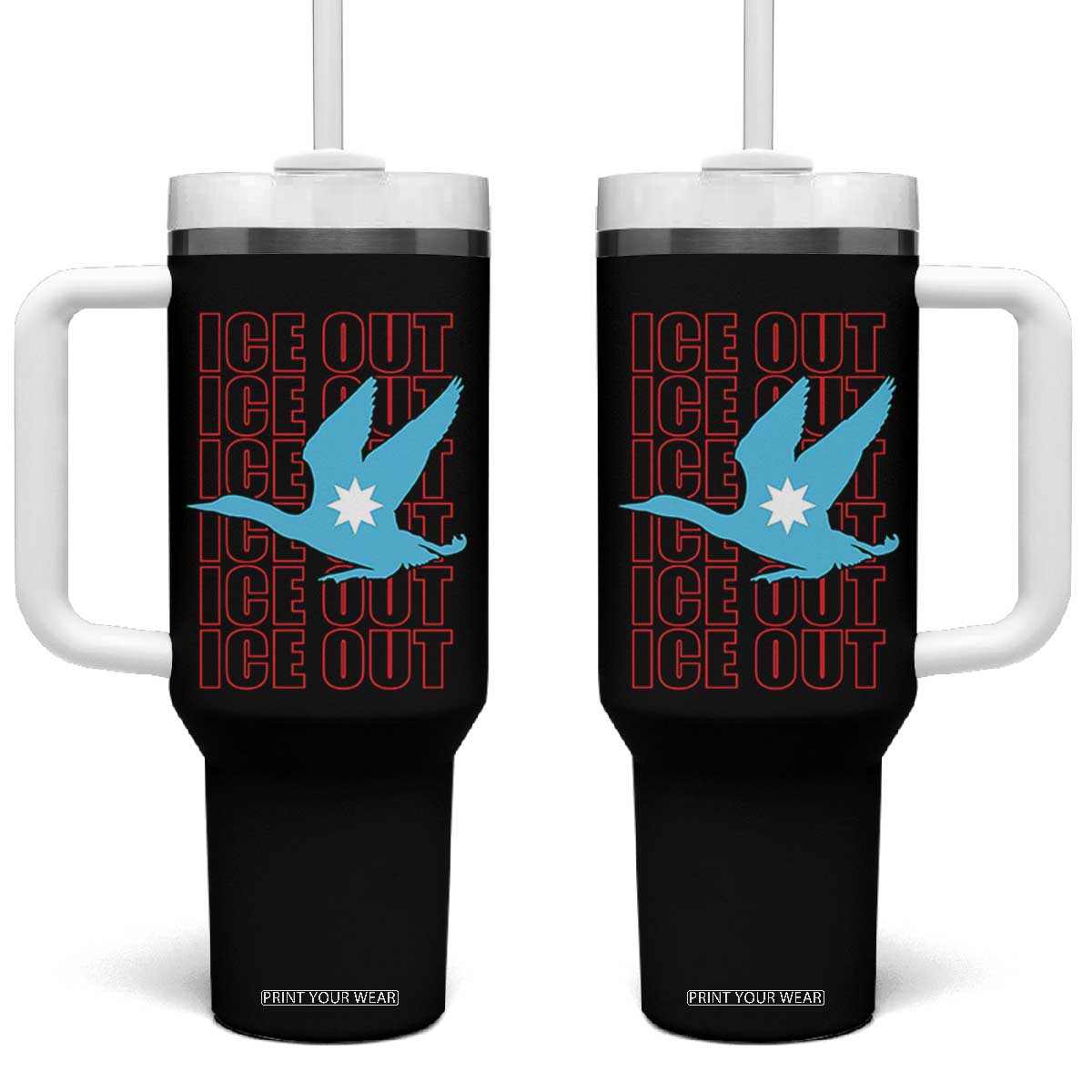 Minnesota Anti ICE Immigration Protest Tumbler With Handle Ice Out TS14 One Size: 40 oz Black Print Your Wear