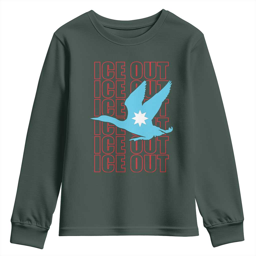 Minnesota Anti ICE Immigration Protest Youth Sweatshirt Ice Out TS14 Dark Forest Green Print Your Wear
