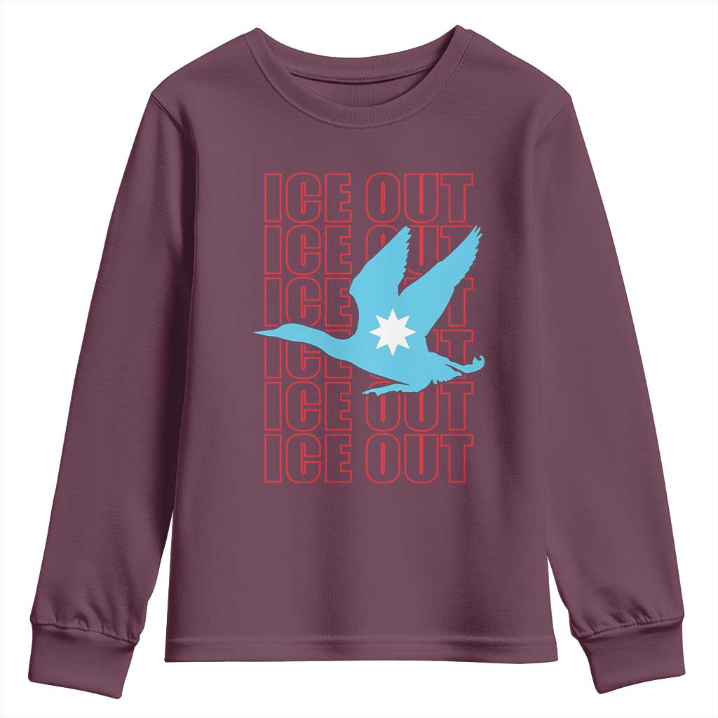 Minnesota Anti ICE Immigration Protest Youth Sweatshirt Ice Out TS14 Maroon Print Your Wear