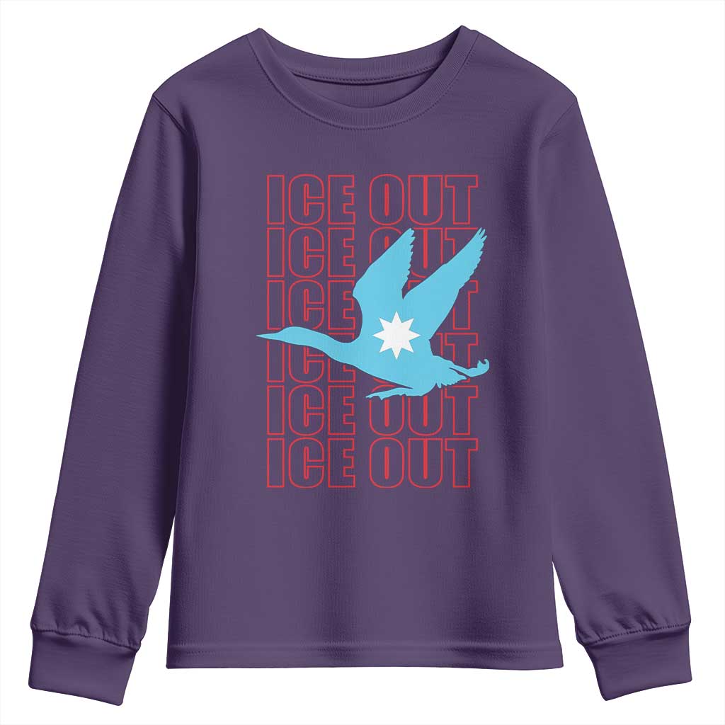 Minnesota Anti ICE Immigration Protest Youth Sweatshirt Ice Out TS14 Purple Print Your Wear