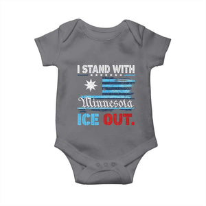 I Stand With Minnesota Baby Onesie Minnesota Flag Anti ICE Immigration Protest TS14 Charcoal Print Your Wear