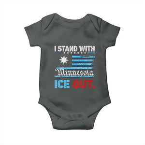 I Stand With Minnesota Baby Onesie Minnesota Flag Anti ICE Immigration Protest TS14 Dark Heather Print Your Wear