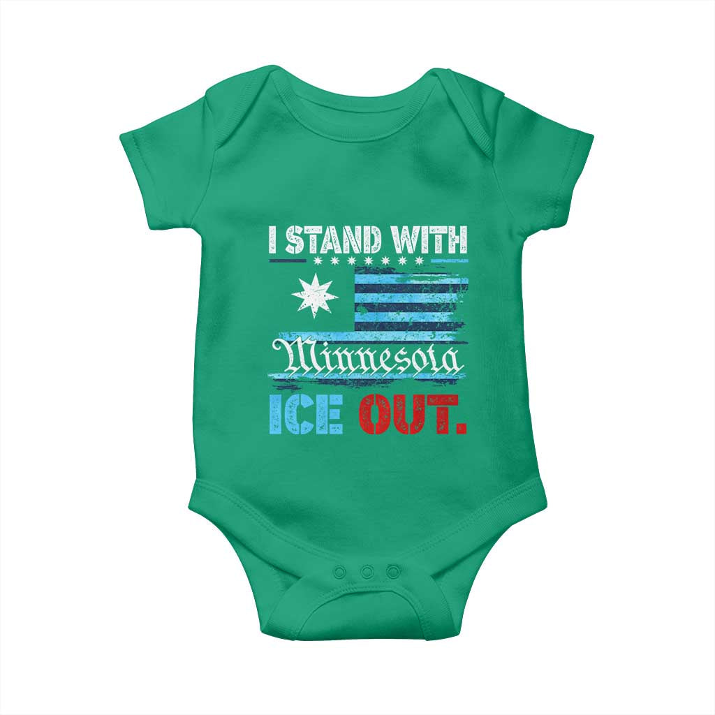 I Stand With Minnesota Baby Onesie Minnesota Flag Anti ICE Immigration Protest TS14 Irish Green Print Your Wear