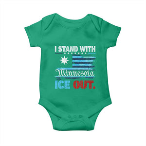 I Stand With Minnesota Baby Onesie Minnesota Flag Anti ICE Immigration Protest TS14 Irish Green Print Your Wear