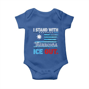 I Stand With Minnesota Baby Onesie Minnesota Flag Anti ICE Immigration Protest TS14 Royal Blue Print Your Wear