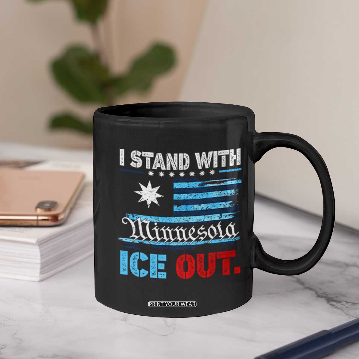 I Stand With Minnesota Coffee Mug Minnesota Flag Anti ICE Immigration Protest TS14 Print Your Wear