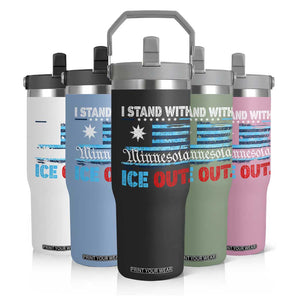 I Stand With Minnesota Flip Straw Tumbler Minnesota Flag Anti ICE Immigration Protest TS14 Print Your Wear
