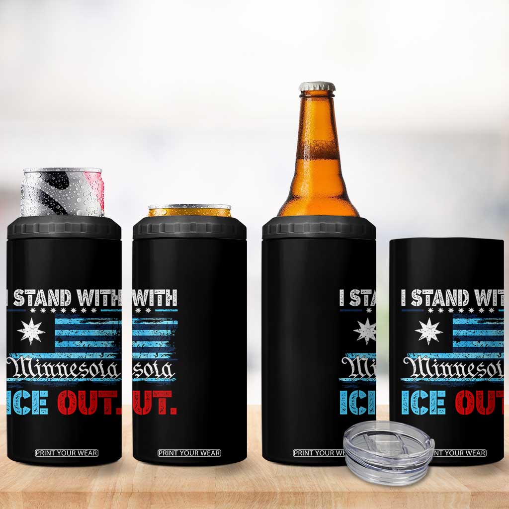 I Stand With Minnesota 4 in 1 Can Cooler Tumbler Minnesota Flag Anti ICE Immigration Protest TS14 Print Your Wear