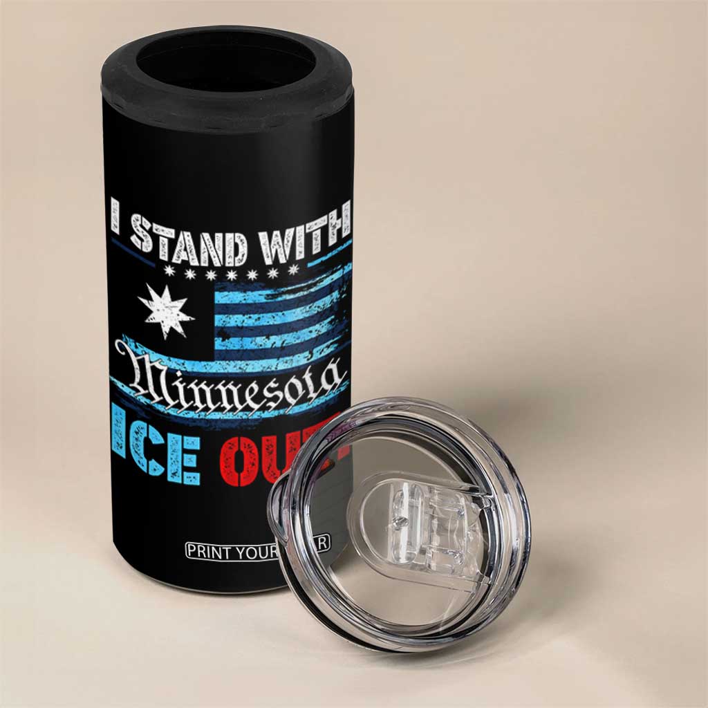 I Stand With Minnesota 4 in 1 Can Cooler Tumbler Minnesota Flag Anti ICE Immigration Protest TS14 Print Your Wear