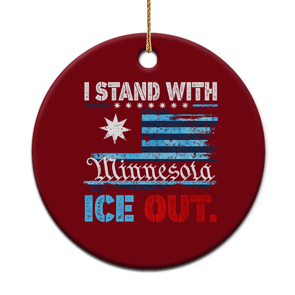 I Stand With Minnesota Ceramic Ornament Minnesota Flag Anti ICE Immigration Protest TS14 1pc Red Print Your Wear