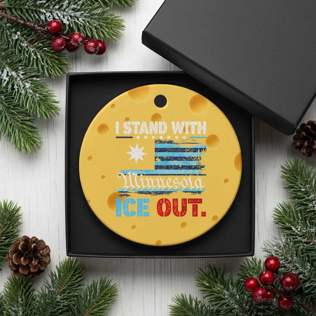 I Stand With Minnesota Ceramic Ornament Minnesota Flag Anti ICE Immigration Protest TS14 1pc Yellow Cheese Print Your Wear