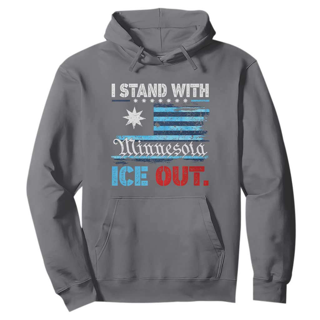 I Stand With Minnesota Hoodie Minnesota Flag Anti ICE Immigration Protest TS14 Charcoal Print Your Wear