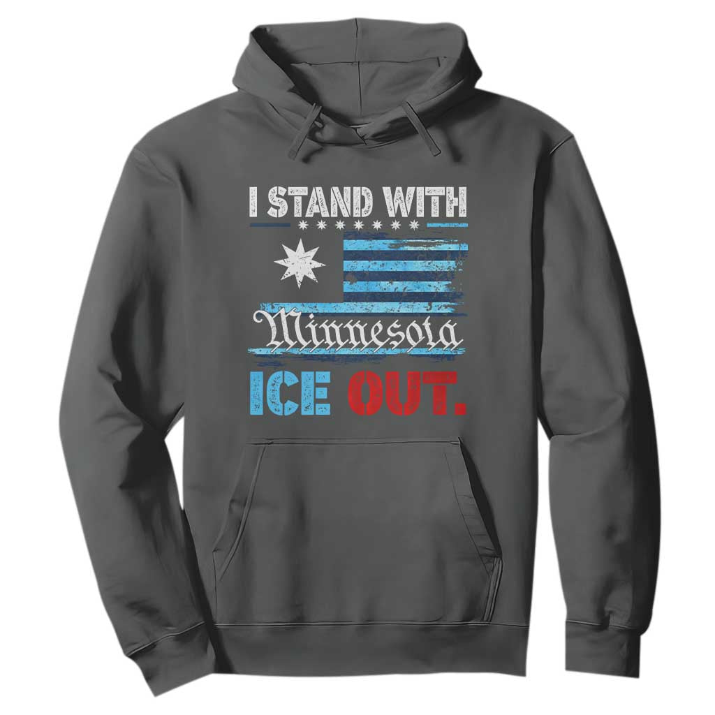I Stand With Minnesota Hoodie Minnesota Flag Anti ICE Immigration Protest TS14 Dark Heather Print Your Wear