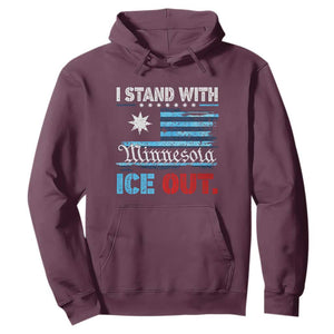 I Stand With Minnesota Hoodie Minnesota Flag Anti ICE Immigration Protest TS14 Maroon Print Your Wear