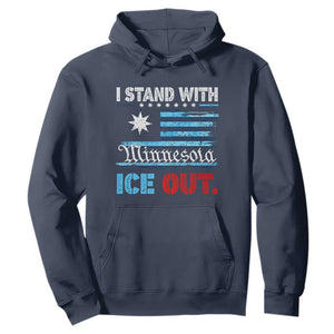 I Stand With Minnesota Hoodie Minnesota Flag Anti ICE Immigration Protest TS14 Navy Print Your Wear