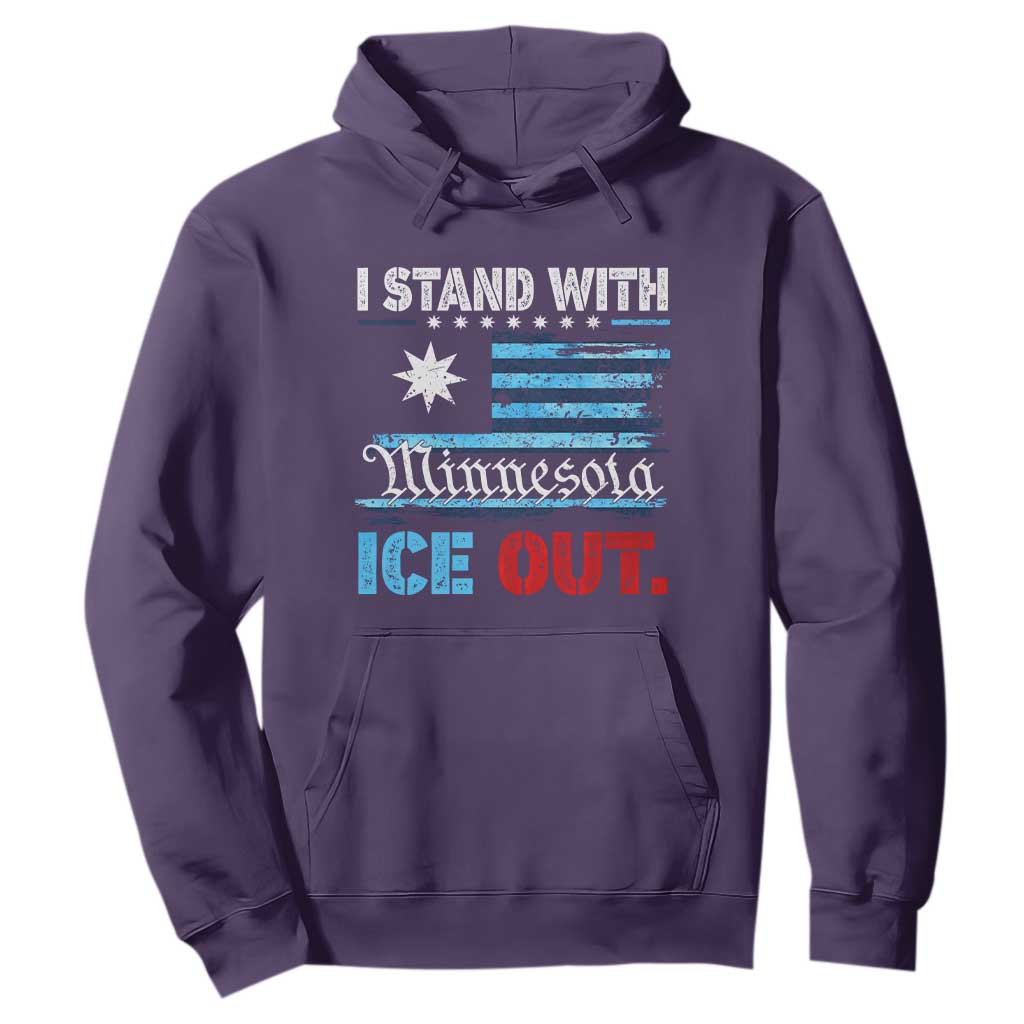 I Stand With Minnesota Hoodie Minnesota Flag Anti ICE Immigration Protest TS14 Purple Print Your Wear