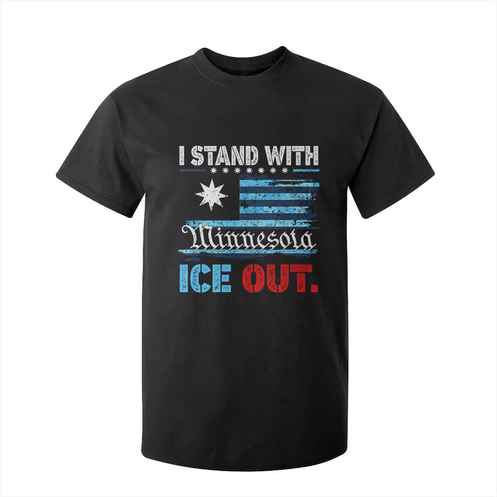 I Stand With Minnesota T Shirt For Kid Minnesota Flag Anti ICE Immigration Protest TS14 Black Print Your Wear