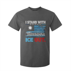 I Stand With Minnesota T Shirt For Kid Minnesota Flag Anti ICE Immigration Protest TS14 Dark Heather Print Your Wear