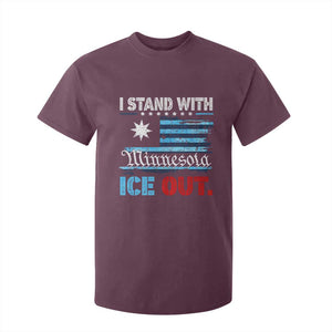 I Stand With Minnesota T Shirt For Kid Minnesota Flag Anti ICE Immigration Protest TS14 Maroon Print Your Wear
