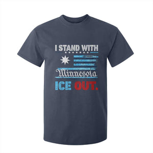 I Stand With Minnesota T Shirt For Kid Minnesota Flag Anti ICE Immigration Protest TS14 Navy Print Your Wear