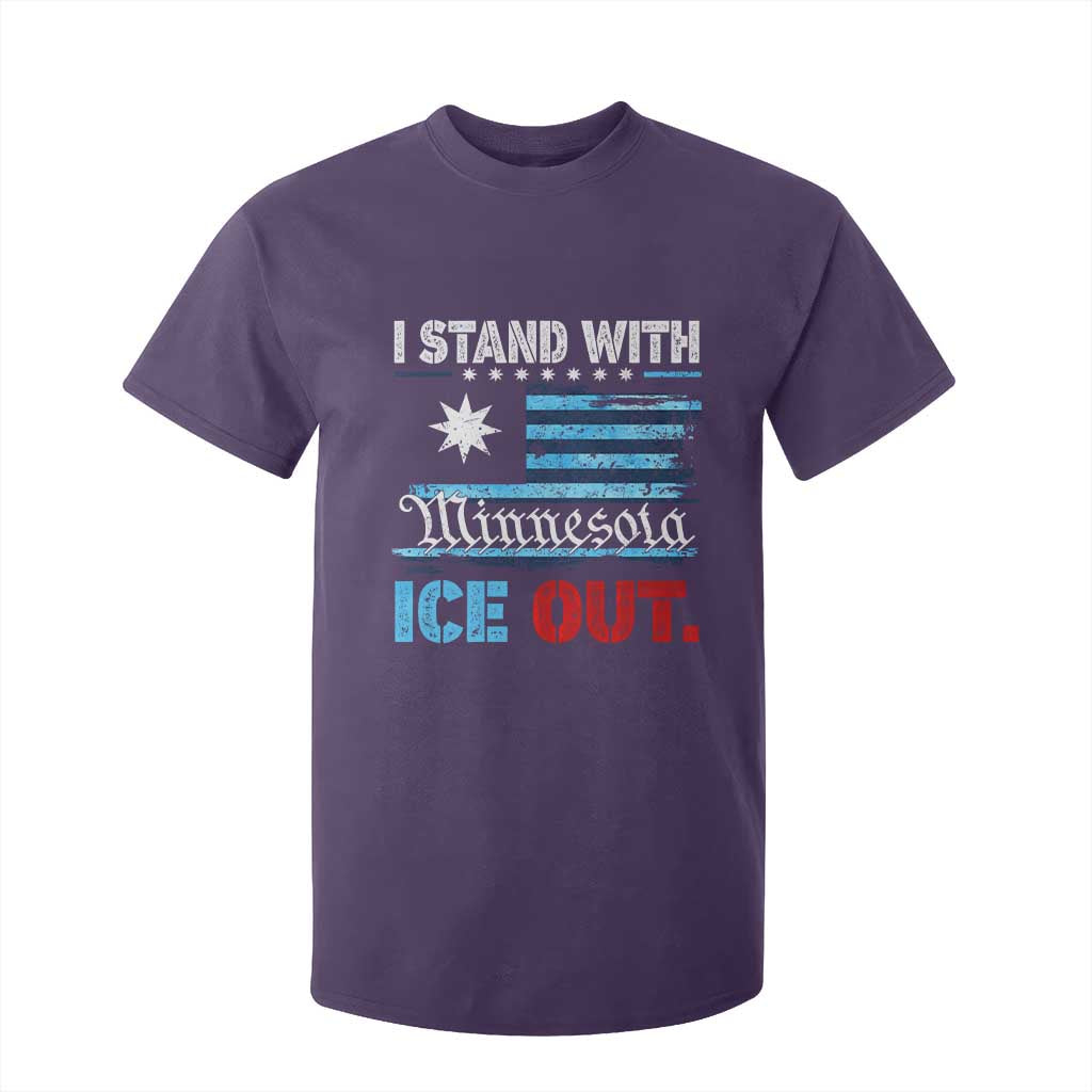 I Stand With Minnesota T Shirt For Kid Minnesota Flag Anti ICE Immigration Protest TS14 Purple Print Your Wear