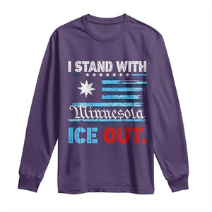 I Stand With Minnesota Long Sleeve Shirt Minnesota Flag Anti ICE Immigration Protest TS14 Purple Print Your Wear