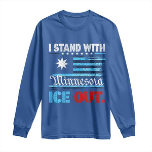 I Stand With Minnesota Long Sleeve Shirt Minnesota Flag Anti ICE Immigration Protest TS14 Royal Blue Print Your Wear