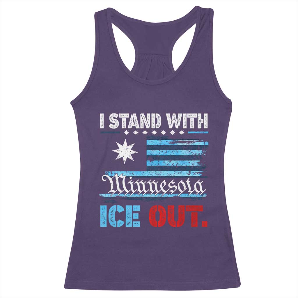 I Stand With Minnesota Racerback Tank Top Minnesota Flag Anti ICE Immigration Protest TS14 Purple Print Your Wear