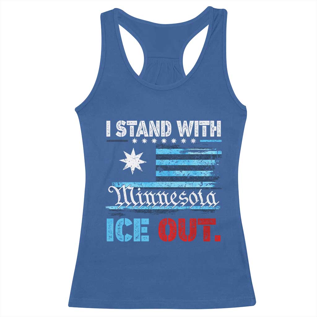 I Stand With Minnesota Racerback Tank Top Minnesota Flag Anti ICE Immigration Protest TS14 Royal Blue Print Your Wear