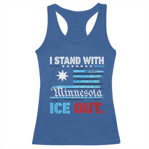I Stand With Minnesota Racerback Tank Top Minnesota Flag Anti ICE Immigration Protest TS14 Royal Blue Print Your Wear