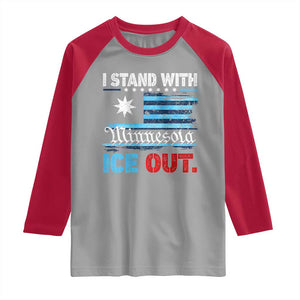 I Stand With Minnesota Raglan Shirt Minnesota Flag Anti ICE Immigration Protest TS14 Sport Gray Red Print Your Wear