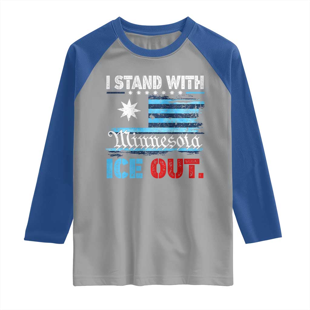 I Stand With Minnesota Raglan Shirt Minnesota Flag Anti ICE Immigration Protest TS14 Sport Gray Royal Print Your Wear
