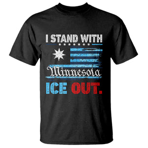 I Stand With Minnesota T Shirt Minnesota Flag Anti ICE Immigration Protest TS14 Black Print Your Wear