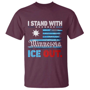 I Stand With Minnesota T Shirt Minnesota Flag Anti ICE Immigration Protest TS14 Maroon Print Your Wear