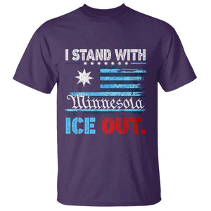 I Stand With Minnesota T Shirt Minnesota Flag Anti ICE Immigration Protest TS14 Purple Print Your Wear